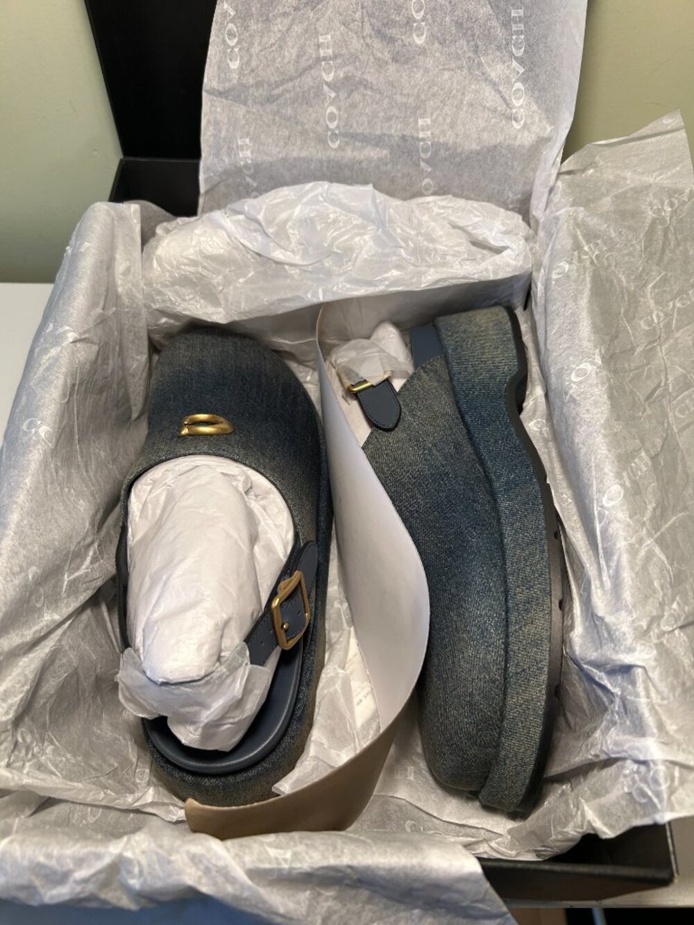 Coach Women's Sculpted C Platform Clog In Loved Denim - Picture 14 of 15